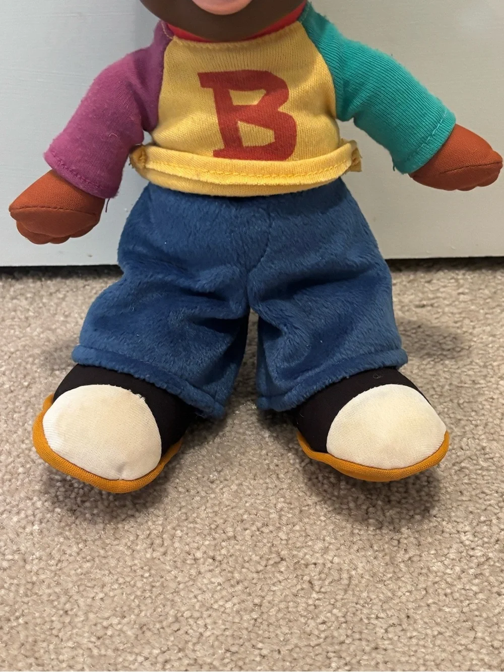 Vintage Little Bill Plush Kids Doll 'B' Shirt 11” Fisher Price Brown Skin Tone
